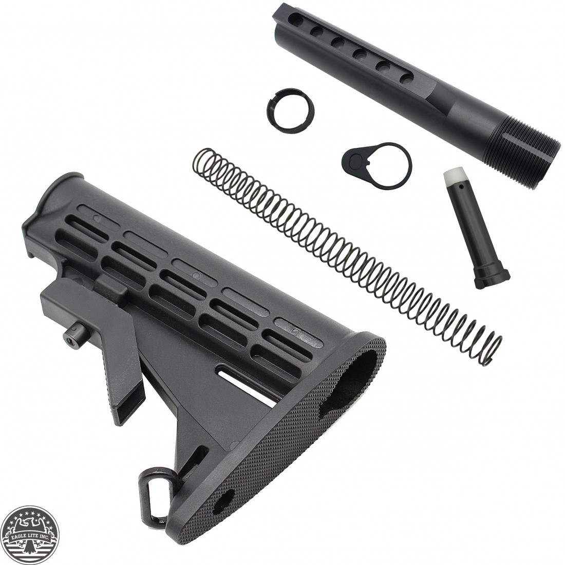 AR15 MilSpec Carbine Stock W/ 6 Position Buffer Tube Kit
